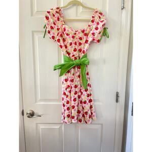 Unique Vintage 1950s Strawberry Print Swing Vintage Style Dress Sz M #73